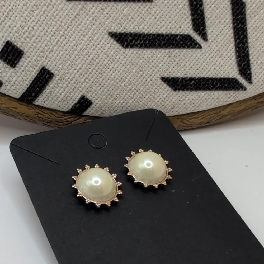 J. Crew Gold and White Starburst Earrings